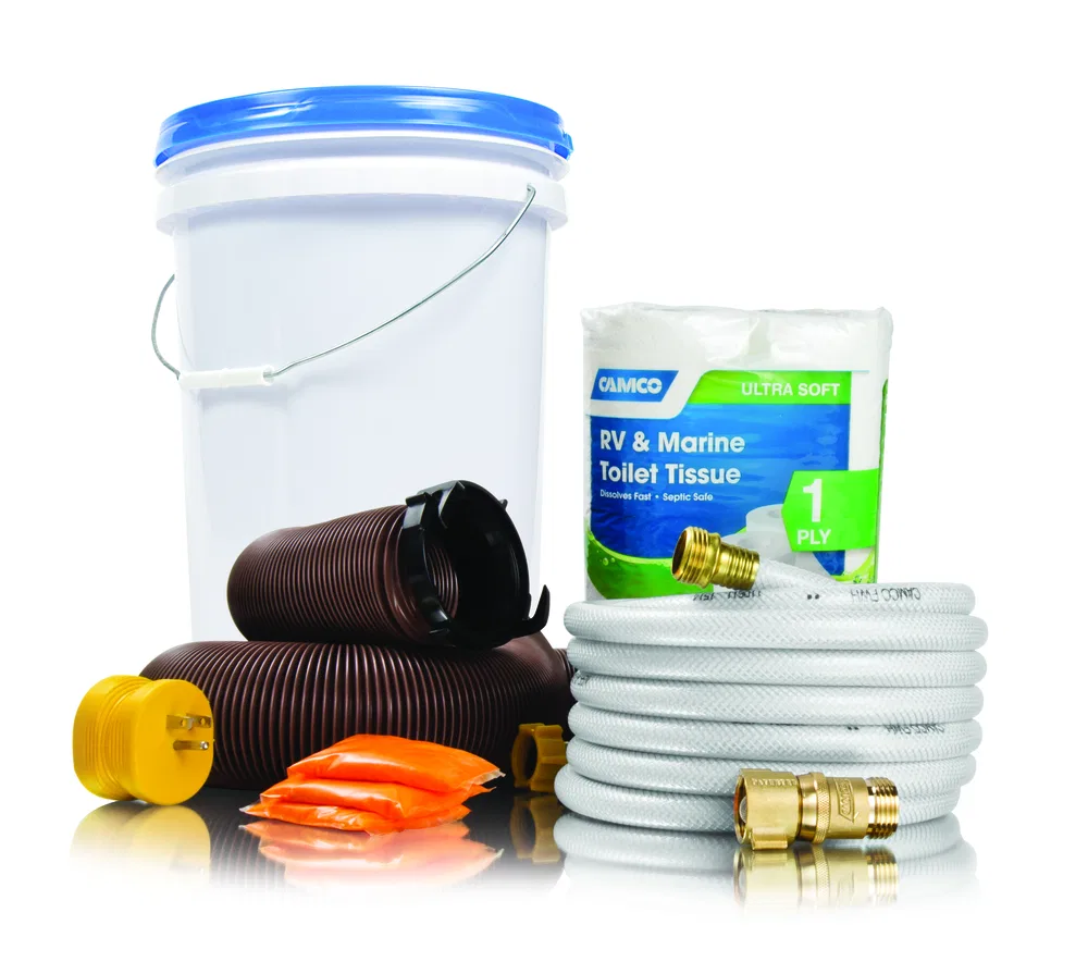 44746 – CAMCO RV Start Up Kit, For Motorhome Level VII Kit TastePURE 25 Foot Drinking Water Hose/ 15 Foot Standard Se...